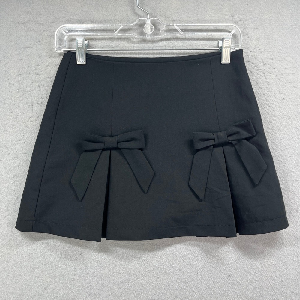 Altar'd State Skirt Womens Small‎ Black Pleated Bow Stretch Lined Preppy Y2K
